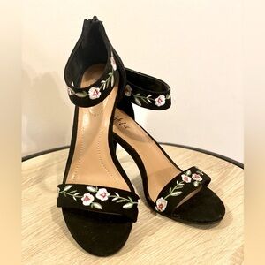 Beautiful embroidered suede high heel strap shoes by Style & Co.